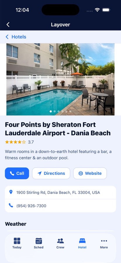 iFlight Pro Layover Hotels screen