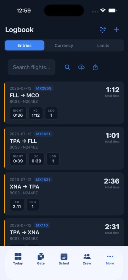 iFlight Pro Logbook screen